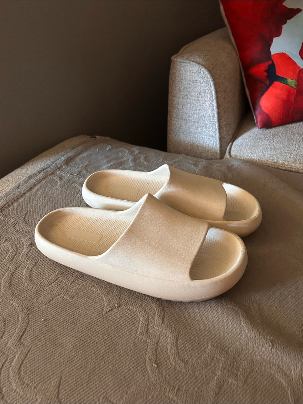 Neutral Cream Slide Sandals - Women's Comfortable Slip-On